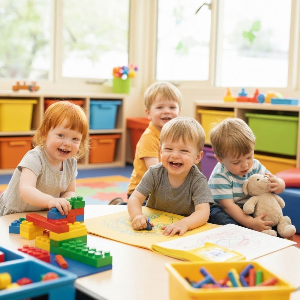 Happy toddlers playing together