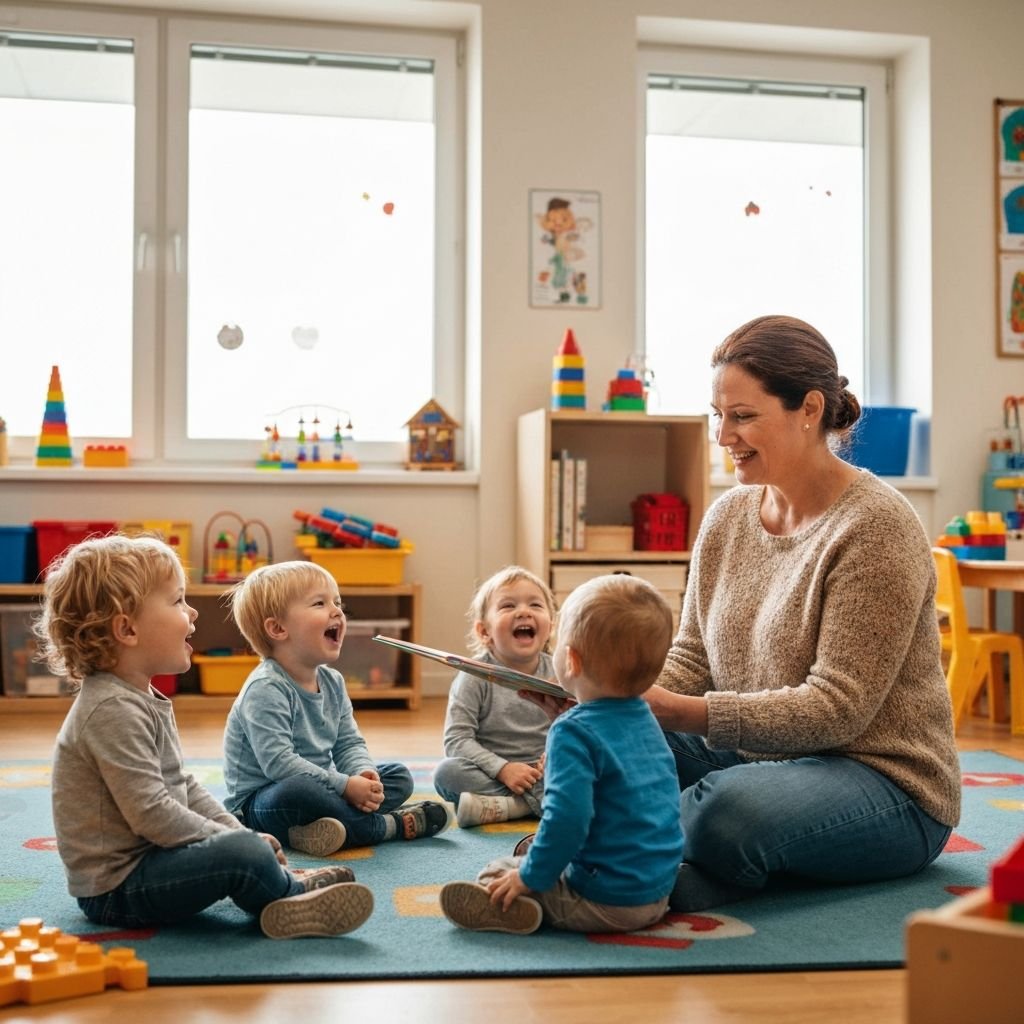 Teacher reading to toddlers